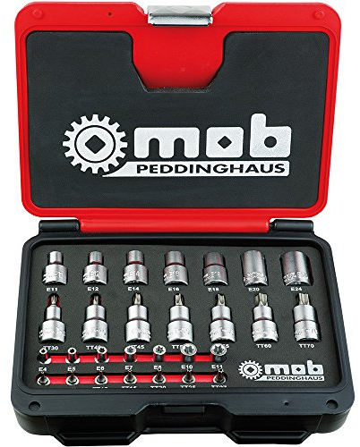 Peddinghaus 9028000000 Coffret de 28 douilles pour Torx (Rouge/noir)