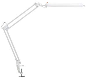 MAUL LED Schreibtischlampe MAULatlantic | LED Lampe mit Klemmfuß | Tageslichtlampe mit 6500 K & 860 Lm | Lampe mit verstellbarem Leuchtenkopf | Geprüfte Sicherheit (GS-Zeichen) | Weiß