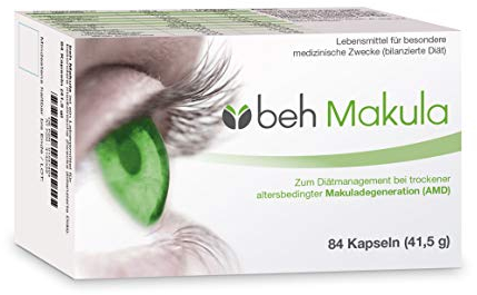 beh Makula extra - Astaxanthin (hochdosiert)-Lutein-Zeaxanthin Kapseln | Augenvitamine C, E, Folsäure, Vitamin B6, B12, Zink & Kupfer (84 Kapseln)