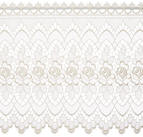 Plauener Spitze by Modespitze, Store Bistro Gardine Scheibengardine mit Stangendurchzug, hochwertige Stickerei, Höhe 60 cm, Breite 144 cm, Creme