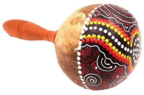 BALI PAPAYA Maracas Coco Artesanal Madera Carnaval Instrumento Percusión Pintado