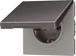 Jung AL 1520 KIKL AN Schuko Steckdose 16 A 250 V mit Berührungsschutz und Klappdeckel Serie LS anthrazit