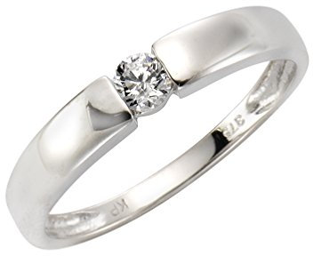 Fascination by Ellen K. Damen Ring 9 Karat 375 Gold weiß Zirkonia Rundschliff weiß Gr. 60 (19.1) 360370073W-2-060