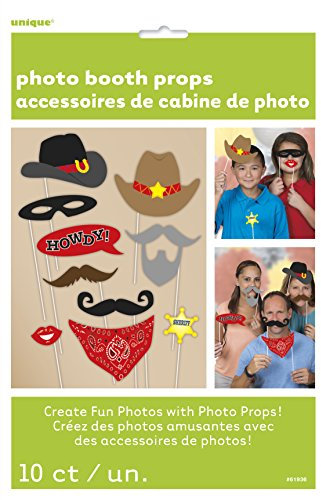 Unique Party 61936 - Accessori per Cabina Fotografica a Tema Western, Confezione da 10