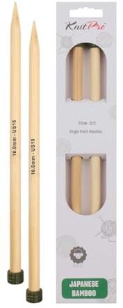 KnitPro Bambus Lange nadeln 10 (25cm) I 10mm