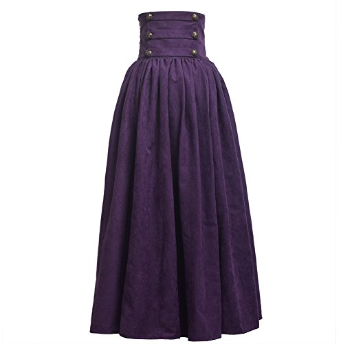 BLESSUME Vittoriano Steampunk Gonna Gothic Donna Lunga Skirt Wiat Elastico (M, Viola)