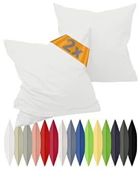 npluseins Renforcé-Kissenbezüge im Doppelpack - 100% Baumwolle - schlicht und edel 698.898, 40 x 40 cm, weiß