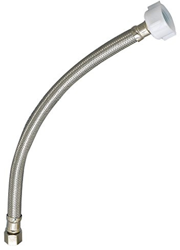 Plumb Pak PP23804 E-Z Toilet Supply Tube with Flag Label, 3/8 in Compression X 7/8 in Ballcock, 9 in L, Stainless Steel
