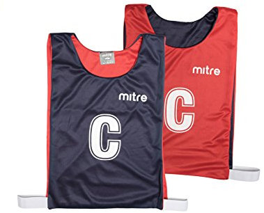 Mitre Netball Pro Trainings-Wendeleibchen | 7er-Packung | Netball-Zubehör | Training Netball-Leibchen, Blau/Rot, M