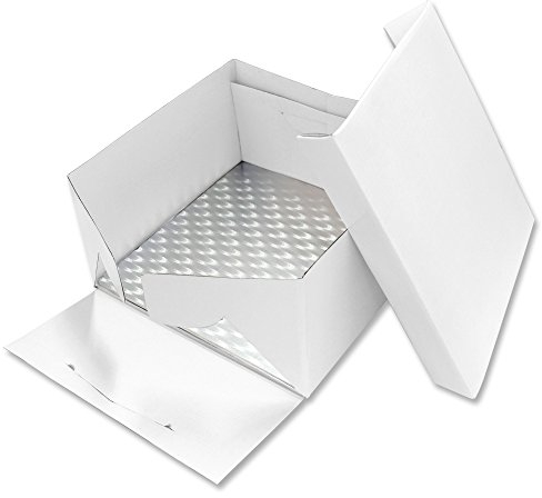 PME BBS892 Tabla Cuadrada Caja para Tartas de 35 cm, Base Gruesa de 11 mm, Cartón, Blanco, 36 cm
