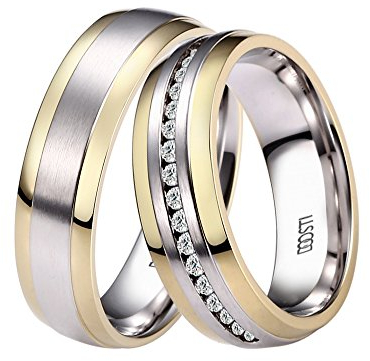 DOOSTI Trauringe/Eheringe/Partnerringe Bicolor aus 585/- Gelbgold/Weißgold mit Brillanten - inkl. Gratis Gravur