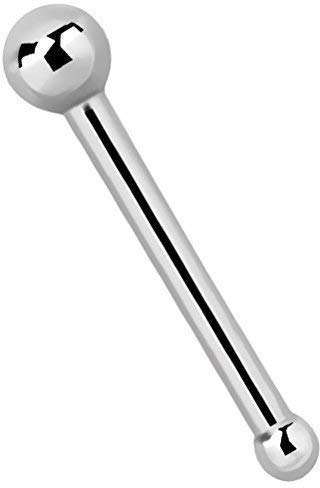 Modern Nature Piercingschmuck Piercing 316l Stahl Nasenstecker mit Kugel, Stabstärke 0,8 mm mit Stopper