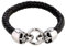 DonDon Herren Lederarmband schwarz geflochten mit einem Totenkopf Verschluss