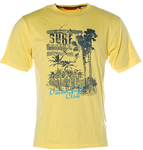 Signum Herren Kurzarm Shirt T-Shirt Rundhals Summer Surf Beach Part Zitrone L