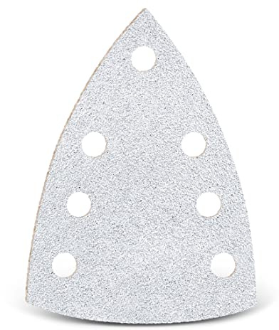 MENZER White Schleifblätter 150 x 100 mm, 7-Loch (50 Stk.) K120 | f. Deltaschleifer, Normalkorund, Klettbefestigung