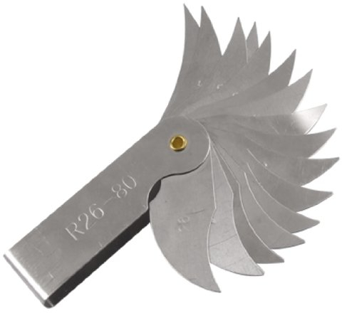 Sourcingmap Radius Gauge R26-80mm 15 Leaves Metal Radius Fillet Gauge, Portable Measuring Tool