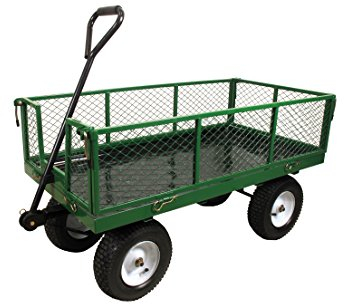 GREENSTAR - Chariot à roulettes Grillagé à Ouverture Latérale - Equipé de 4 Pneumatiques 13x350-6 - Dimensions Benne 114 x 59 x 30 cm - Idéal Transport d'Objets Lourds - Capacité Max : 454 kg