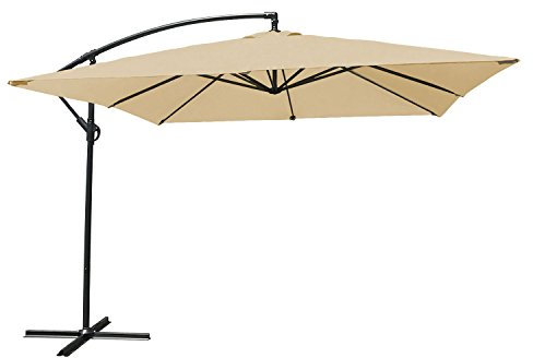 Happy Garden Paraguas Cuadrado Molokai 3x3m Beige con manivela. Paraguas deportado basculante, Plegable y Giratorio.