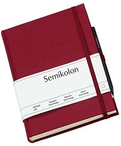 Semikolon 351266 Reisetagebuch Grand Voyage - 14 x 19,2 cm 304 Seiten - 2 Lesezeichen Weltkarte - burgundy dunkel-rot