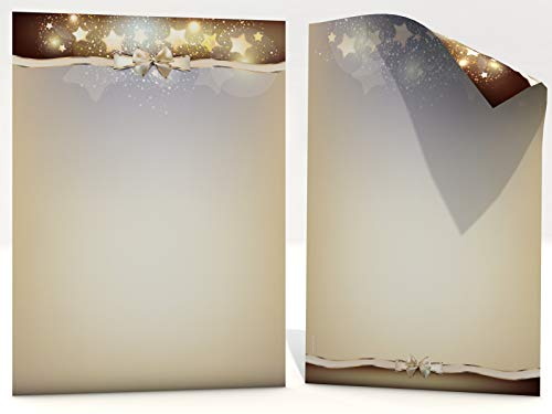 Weihnachtsbriefpapier | Sternen Nebel | 20 Blatt weihnachtliches Motivpapier DIN A4 | Briefpapier