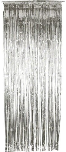 Amakando Lametta Tenda Decorativa per Porta, Color Argento, con Motivo Natalizio, Tenda a Fili