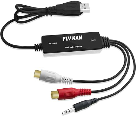USB 2.0 Digital Audio Capture Card for Windows 10/8.1/8 / 7 / and Mac OS 10.14 - Audio Grabber for Cassette Tapes to mp3 Converter