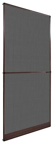 vidaXL Mosquitera Fija Puertas Abatibles Marrón 100x215cm Malla Anti Mosquitos