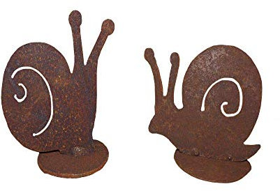Schnecken 2 Stück auf Platte Metall Edelrost Rost Rostfigur Deko Dekoration Deko-Idee Dekoschnecken Dekotier Rostdeko Gartendeko Geschenk-Idee Geschenk