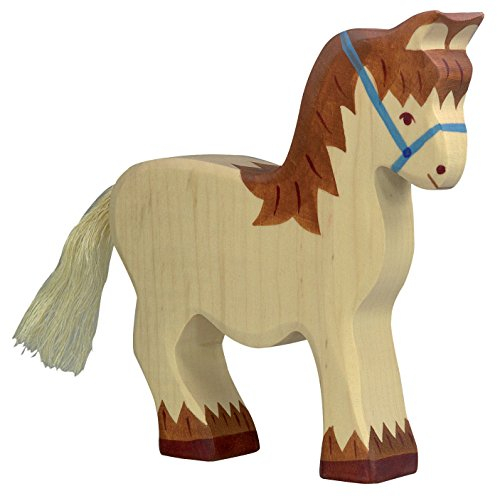 cama24com Zugpferd Pferd Bauernhof Holzfigur Holzspielzeug von Holztiger mit Palandi® Sticker