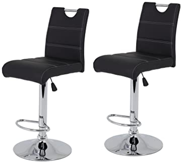 Hela Tische, 2er Set Barhocker Bistrohocker Miranda, Kunstleder Schwarz, Trompetenfuß mit Lift und 360° drehbar, Sitzhöhe 60 auf 82 cm