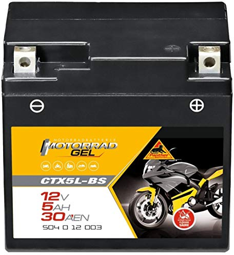 Panther GEL Batterie 12V 4Ah YTX5L-BS Motorradbatterie DIN 50412 Quad CTX5L-BS