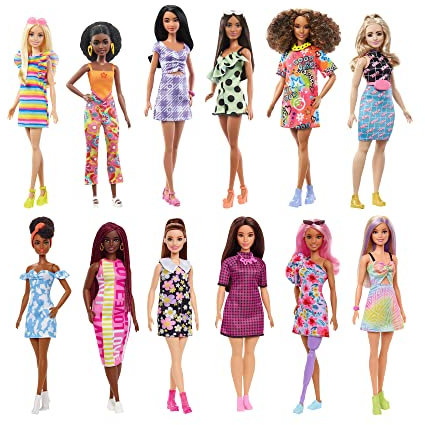 Barbie Mattel DVX78 - Fashionistas Puppe im T-Shirt Kleid mit Eiscrememuster