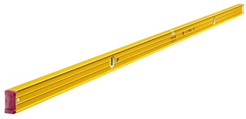 STABILA Wasserwaage Type 96-2, 200 cm, extrasteifes Alu-Profil, 1 Horizontal-Libelle, 2 Vertikal-Libellen, stoßdämpfende Endkappen, integrierte Rutsch-Stopper, Made in Germany