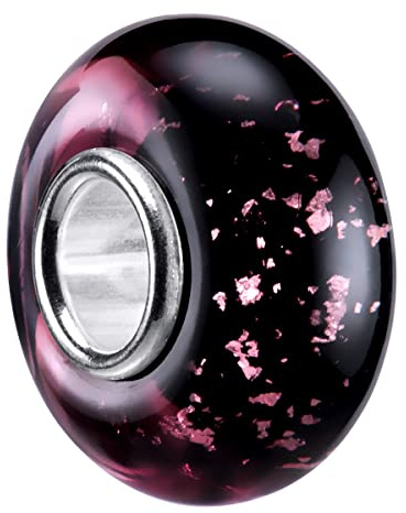MATERIA by Matthias Wagner Glas Bead Glas weinrot mit Glitzerfolie für Armband 1181