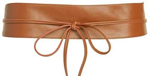 Caspar GU285 Damen Leder Wickelgürtel, Farbe:cognac, Größe:One Size
