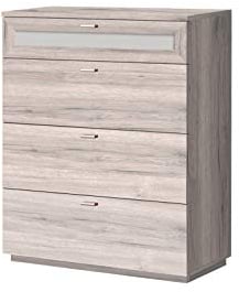 FORTE Nexus Kommode mit 4 Schubladen, Holzwerkstoff, Sandeiche, 37,5 x 98,8 x 79,9 cm