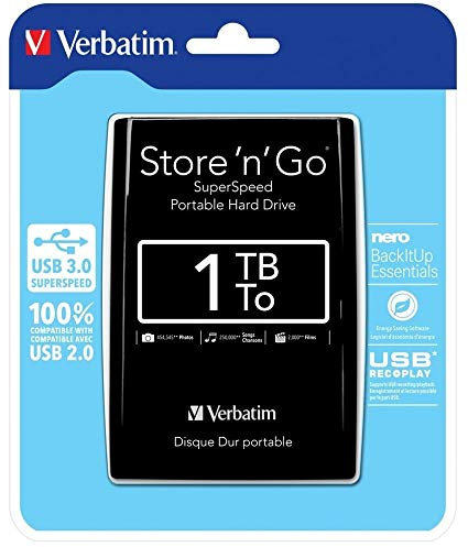 HARD DISK ESTERNO 1TB verbatim 2,5 AUTOALIMENTATO USB 3.0 1000gb STORE' N ' GO