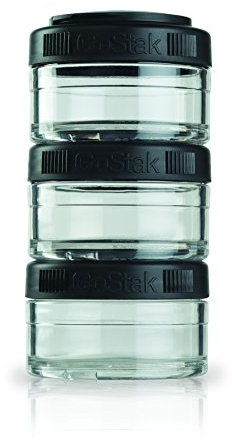 BlenderBottle GoStak Behälter zum Aufbewahren von Protein, Eiweiß, Pulver, Vitaminen und mehr- 3Pak 60ml (3x60ml), schwarz
