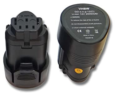 vhbw 2X Batterie Compatible avec AEG BLL12C, BS12C2, BS12C, BBH12, BBS 12C, BLL 12C, BS 12C Outil électrique (2000 mAh, Li-ION, 12 V)