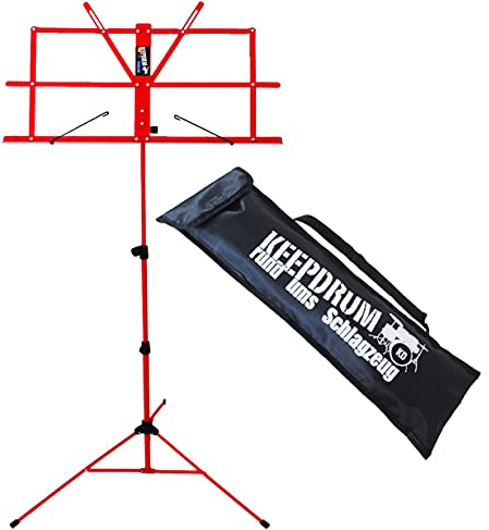 keepdrum MUS2 RD Notenstaender Rot kindgerecht + keepdrum Tragetasche