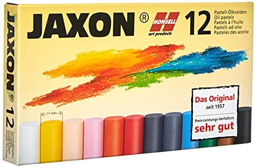 Honsell 47412 - Tiza pastel al óleo Jaxon, set de 12 en caja de cartón, colores y resistentes a la luz, para artistas, pintores aficionados, niños, escuela, clases de arte, sin sustancias nocivas