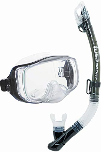 TUSA Sport Imprex 3D Dry Schnorchelset schnorchel-maske trocken schnorchel silikon, erwachsene, schwarz (Smoke)