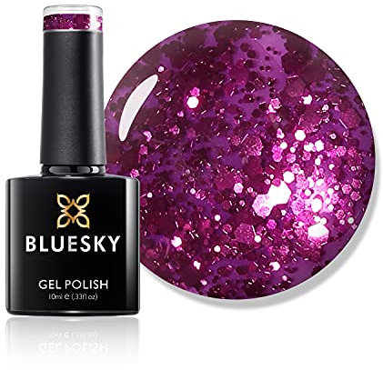 Bluesky Gel Nail Polish, Secret Santa 63901, Purple Glitter, Long Lasting, Chip Resistant, 10 ml (Requires Drying Under UV LED Lamp)