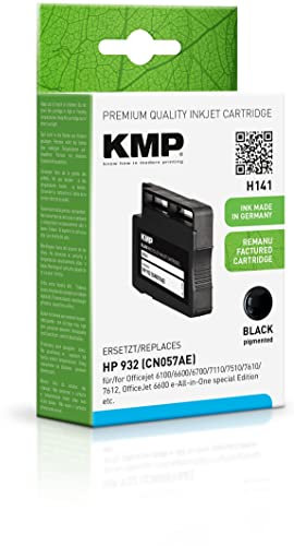 KMP Tintenpatrone kompatibel mit HP 932 (CN057AE) - Tintenpatrone Schwarz für: HP Officejet 6100, 6600, 6700, OfficeJet 6600 e All in One Special Edition H141 Printer Cartridge, Ink Cartridge