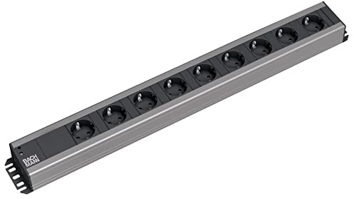BACHMANN Steckdosenleiste HANDWERKERLEISTE 9-Fach 2m Kabel Mehrfachsteckdose für Handwerk Grau 300.001 (extra Robustes Design)