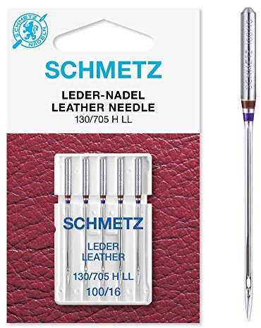 SCHMETZ | 5 Agujas para máquinas de coser | Cuero LL | 130/705 H LL | Grosor 100/16