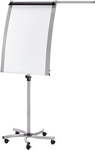 FRANKEN Flipchart, Beschreibbar, Magnetisch, Mobil, Mit Rollen und Seitenarm, Whiteboard mit Ständer und Papierhalterung, inkl. 35m Papierrolle, 70 x 103,5 cm, Silber, PRO Mobil Paper Roll, F2016