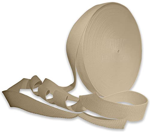 25mm Heavy Duty Webbing Belt Strap Upholstery Webbing Cotton Blend 1 Inch Webbing for Bag Straps Rucksack Backpacks Luggage Bag Strap Cargo Strapping Belts (Lt Brown/Natural Jute - 25mm - 40 Meters)