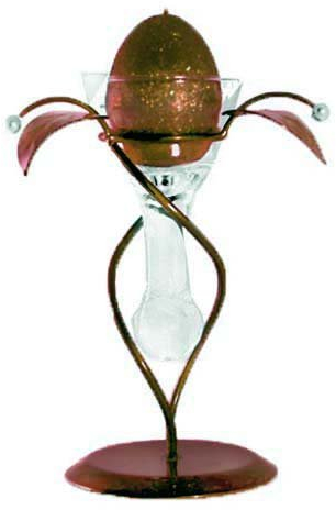 Enigma Supplies Brown | Metal Candle Holder Gift | Glass Goblet | including bonus Egg Shaped Sparkly Candle