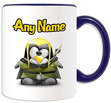 Personalisierbares Geschenk – Legolas-Tasse (Pinguin-Film-Charakter-Design, Farboptionen) – beliebiger Name Nachricht auf Ihrem einzigartigen – Kostüm-Film Superhelden der Hobbit Herr der Ringe